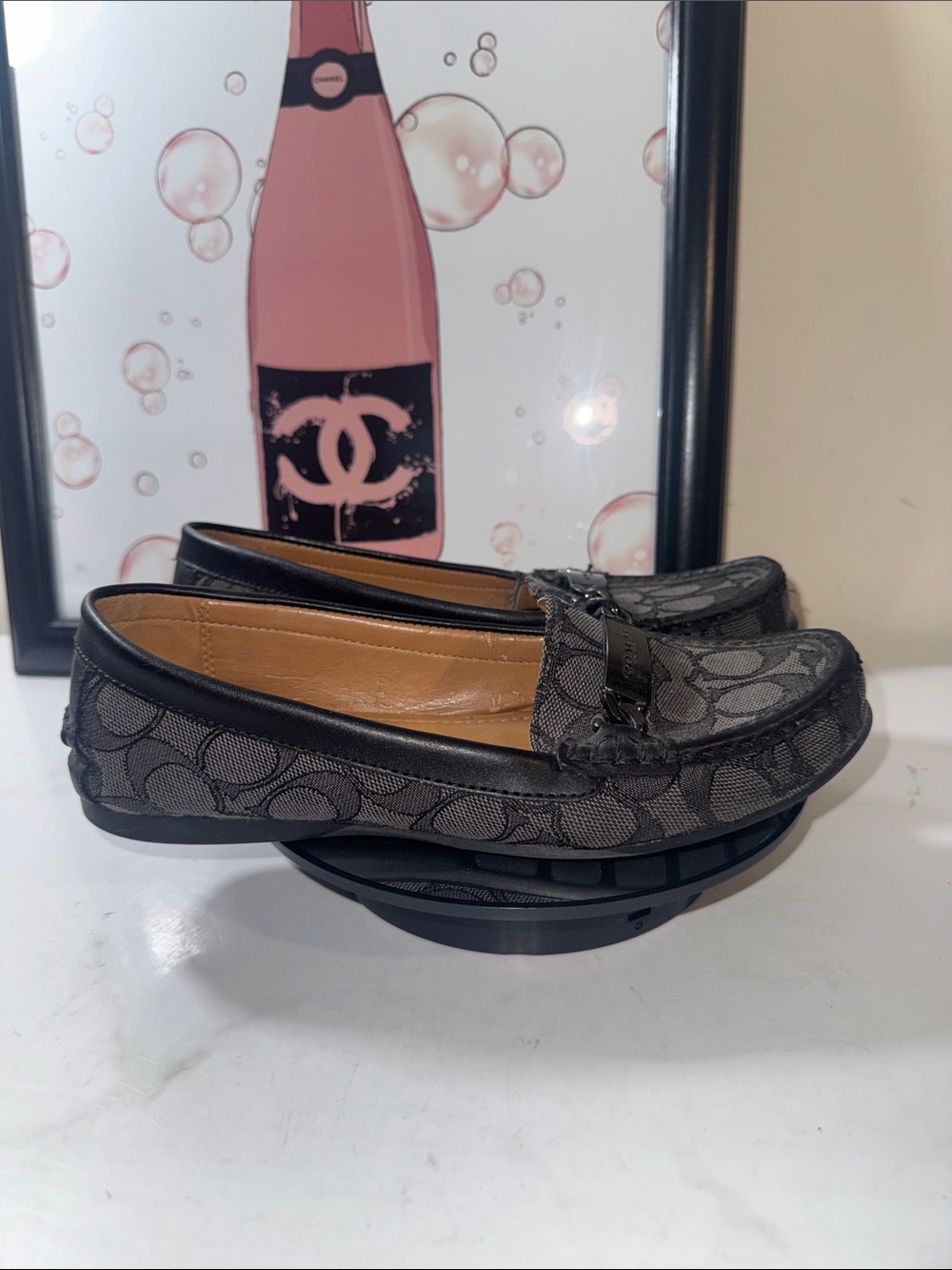 Coach Olive Black/Gray Signature Loafers - Women’s Size 7B